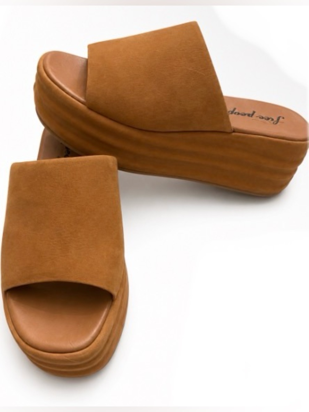 🤎 Free People Platform Slide Sandals in a camel/tan shade - Size 8.5 - 9 US